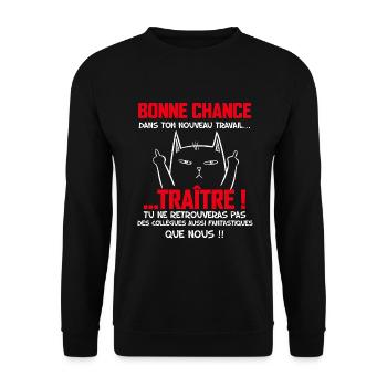 Collègue Bonne Chance Humour Chat - Sweat-shirt Unisexe - noir - Devant - Alina (178cm) & Michal (187cm)