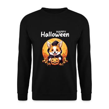 Happy Halloween Corgi Dog Mom Dog Dad Pumpkin - Unisex Sweatshirt - black - Front - Alina (178cm) & Michal (187cm)