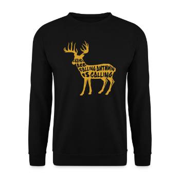 Deer Reindeer Autumn Leaves Gift - Unisex Sweatshirt - black - Front - Alina (178cm) & Michal (187cm)