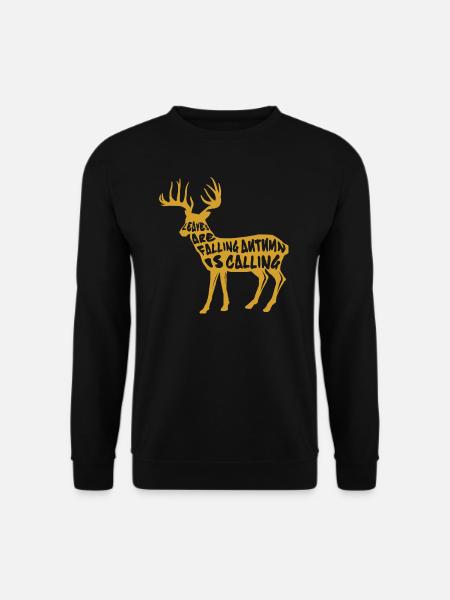Deer Reindeer Autumn Leaves Gift - Unisex Sweatshirt - black