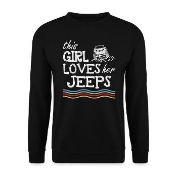 This Girl Loves Her Jeeps - Unisex Sweatshirt - black - Front - Alina (178cm) & Michal (187cm)