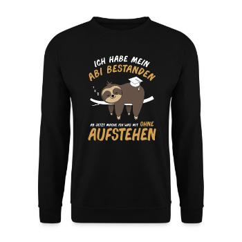 Abitur Abschluss Abi Abifeier Faultier Geschenk - Unisex Pullover - Schwarz - Vorne - Alina (178cm) & Michal (187cm)