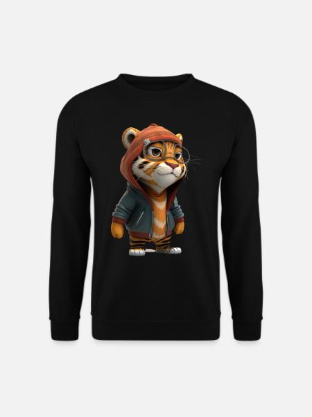 Niedlicher Tiger mir Brille für Kinder - Unisex Pullover - Schwarz