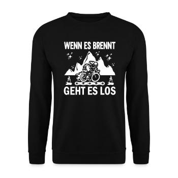 Lustiger Radfahrer Spruch Wenn Es Brennt Fahrrad - Unisex Pullover - Schwarz - Vorne - Alina (178cm) & Michal (187cm)