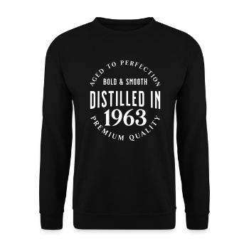 Distilled in 1963 Birthday Gift Idea - Unisex Sweatshirt - black - Front - Alina (178cm) & Michal (187cm)