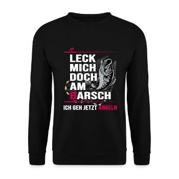 Angler angelt Barsch Angelhaken Angelschein - Unisex Pullover - Schwarz - Vorne - Alina (178cm) & Michal (187cm)