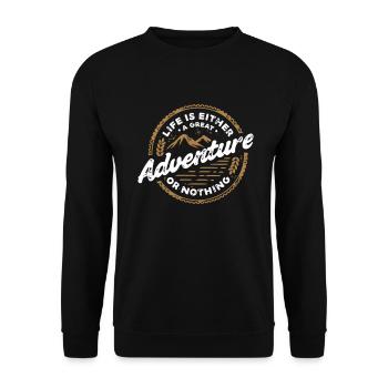 Adventure T-Shirt ✅ - Unisex Sweatshirt - black - Front - Alina (178cm) & Michal (187cm)