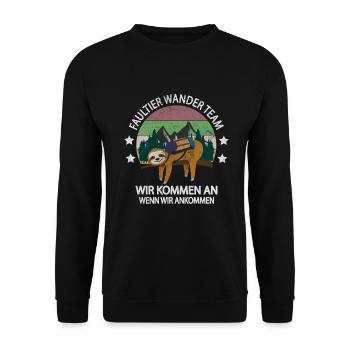 Faultier Wander Team Wandern Abenteuer - Unisex Pullover - Schwarz - Vorne - Alina (178cm) & Michal (187cm)
