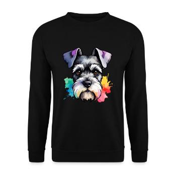 Miniature Schnauzer Dog Colorful in Watercolors - Unisex Sweatshirt - black - Front - Alina (178cm) & Michal (187cm)