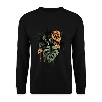 Dripping Monstera Leaves - by variegated.mind - Unisex Pullover - Schwarz - Vorne - Alina (178cm) & Michal (187cm)