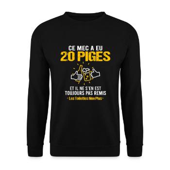 Cadeau anniversaire 20 ans / 20 piges / drôle - Sweat-shirt Unisexe - noir - Devant - Alina (178cm) & Michal (187cm)