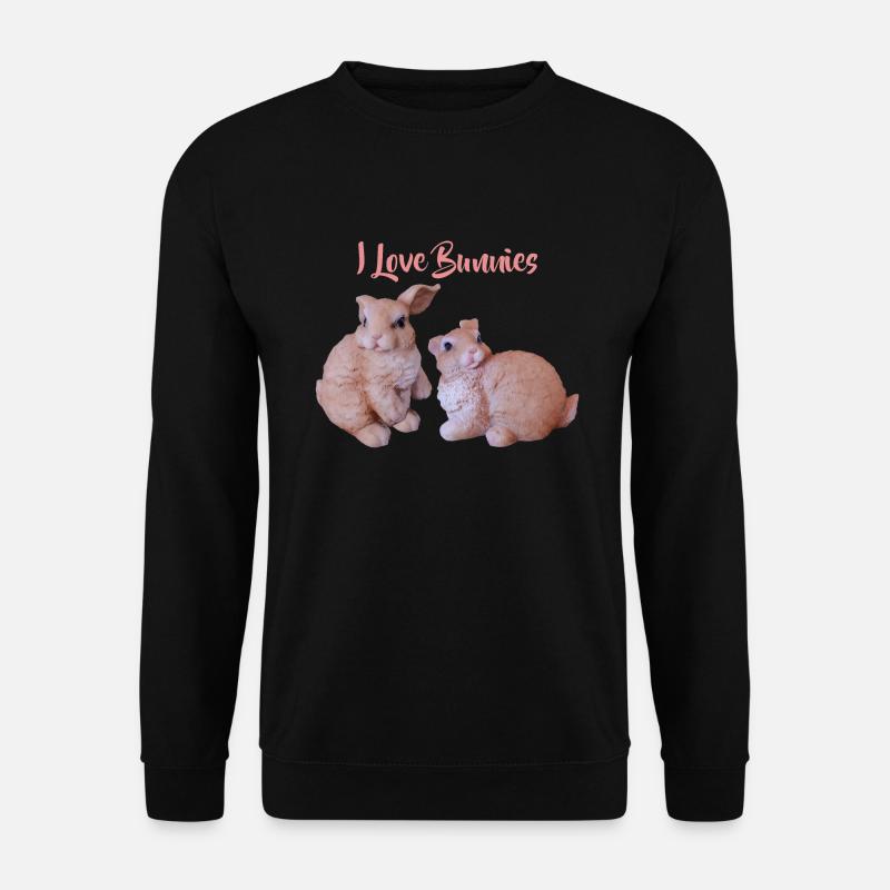 Hasen Paar, Ich liebe Hasen - Unisex Pullover - Schwarz