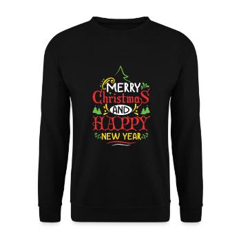 Merry Christmas and Happy New Year - Unisex Pullover - Schwarz - Vorne - Alina (178cm) & Michal (187cm)