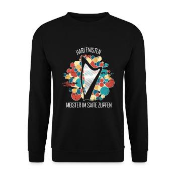 Harfe Geschenk Musikinstrument Musiker Zupfen - Unisex Pullover - Schwarz - Vorne - Alina (178cm) & Michal (187cm)