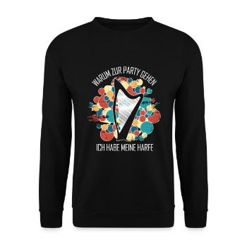 Harfe Geschenk Musikinstrument Musiker Zupfen - Unisex Pullover - Schwarz - Vorne - Alina (178cm) & Michal (187cm)