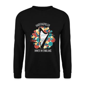 Harfe Geschenk Musikinstrument Musiker Zupfen - Unisex Pullover - Schwarz - Vorne - Alina (178cm) & Michal (187cm)