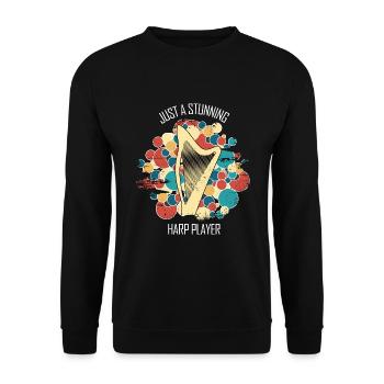 Harfe Geschenk Musikinstrument Musiker Zupfen - Unisex Pullover - Schwarz - Vorne - Alina (178cm) & Michal (187cm)