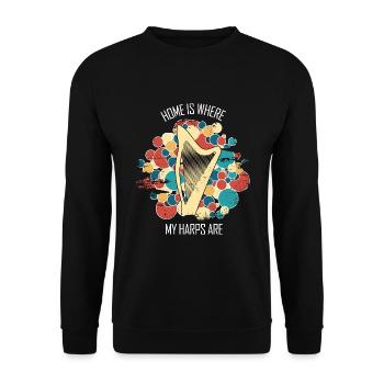 Harp Gift Musical Instrument Musician Plucking - Unisex Sweatshirt - black - Front - Alina (178cm) & Michal (187cm)
