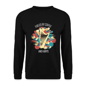 Harfe Geschenk Musikinstrument Musiker Zupfen - Unisex Pullover - Schwarz - Vorne - Alina (178cm) & Michal (187cm)