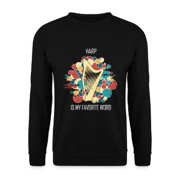 Harp Gift Musical Instrument Musician Plucking - Unisex Sweatshirt - black - Front - Alina (178cm) & Michal (187cm)