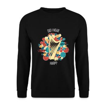 Harfe Geschenk Musikinstrument Musiker Zupfen - Unisex Pullover - Schwarz - Vorne - Alina (178cm) & Michal (187cm)