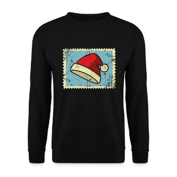 Weihnachtsmann Briefmarken - Unisex Pullover - Schwarz - Vorne - Alina (178cm) & Michal (187cm)