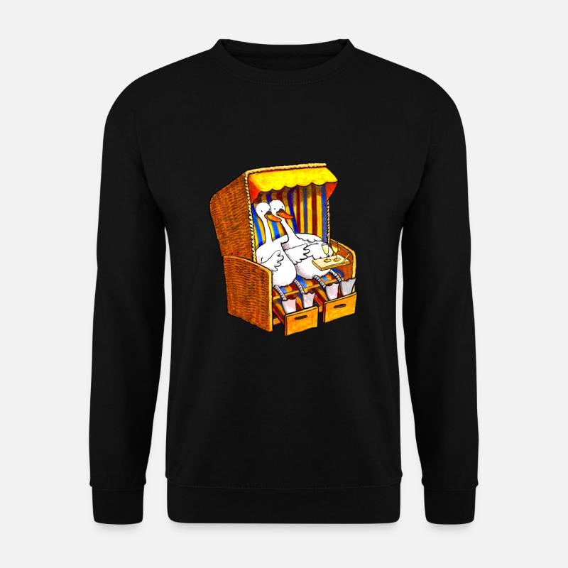 Schwäne im Strandkorb - Unisex Pullover - Schwarz