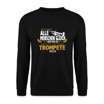 Trompete Shirt | Blasmusiker | Trompeter Geschenk - Unisex Pullover - Schwarz - Vorne - Alina (178cm) & Michal (187cm)