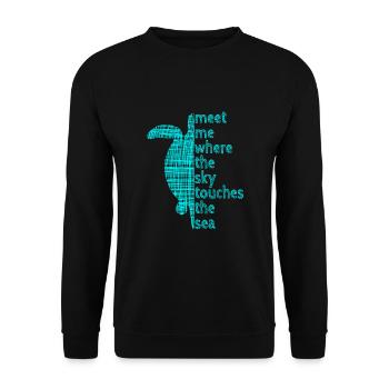 Turtle Slogan meet me Schildkröte Spruch Ozean - Unisex Pullover - Schwarz - Vorne - Alina (178cm) & Michal (187cm)