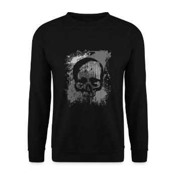 Crâne sur des taches de couleur | Taches de crâne - Sweat-shirt Unisexe - noir - Devant - Alina (178cm) & Michal (187cm)