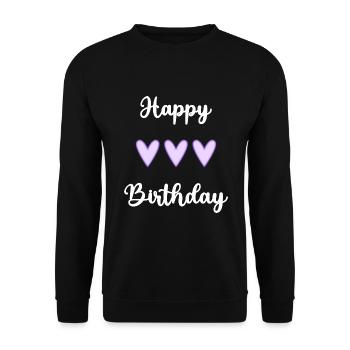 JAHRESTAG. ALLES GUTE ZUM GEBURTSTAG!. ALLES GUTE ZUM GEBURTSTAG!. - Unisex Pullover - Schwarz - Vorne - Alina (178cm) & Michal (187cm)