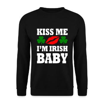 kiss me im irish baby - Unisex Sweatshirt - black - Front - Alina (178cm) & Michal (187cm)
