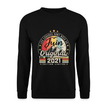 Juin 2021 Anniversaire 2021 Juin Légendes - Sweat-shirt Unisexe - noir - Devant - Alina (178cm) & Michal (187cm)