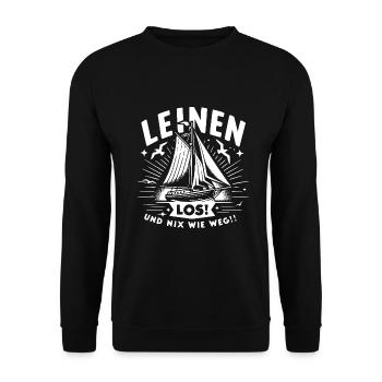 Leinen los und nichts wie weg! Wir legen ab! - Unisex Pullover - Schwarz - Vorne - Alina (178cm) & Michal (187cm)