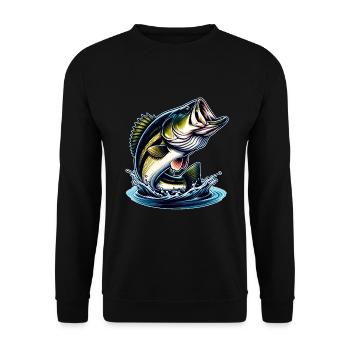 Springender Barsch - Unisex Pullover - Schwarz - Vorne - Alina (178cm) & Michal (187cm)