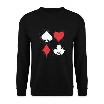 Vintage-Pokerspiel | Kartenspieler - Unisex Pullover - Schwarz - Vorne - Alina (178cm) & Michal (187cm)