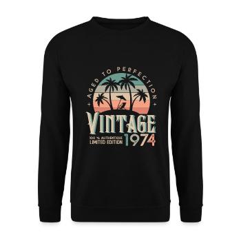 1974 Anniversaire Cadeau Né 1974 - Sweat-shirt Unisexe - noir - Devant - Alina (178cm) & Michal (187cm)