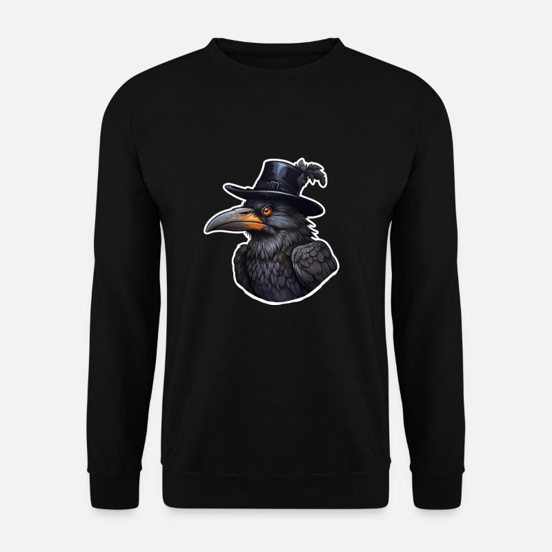 Crow with hat halloween - Unisex Sweatshirt - black