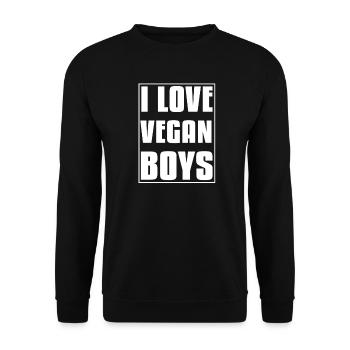 I Love Vegan Boys, Funny, Vegan, Vegan, Veg - Unisex Sweatshirt - black - Front - Alina (178cm) & Michal (187cm)