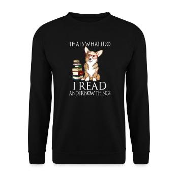 Corgi pour les amateurs de livres, les nerds du livre, les lecteurs ou - Sweat-shirt Unisexe - noir - Devant - Alina (178cm) & Michal (187cm)