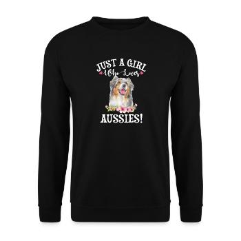 Blue Merle Australian Shepherd - Unisex Sweatshirt - black - Front - Alina (178cm) & Michal (187cm)