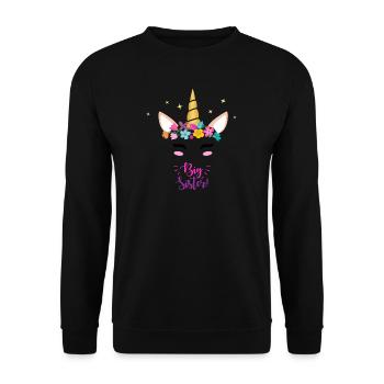 Große Schwester - Unisex Pullover - Schwarz - Vorne - Alina (178cm) & Michal (187cm)