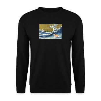 Corgi chien surfer La Grande Vague - Sweat-shirt Unisexe - noir - Devant - Alina (178cm) & Michal (187cm)