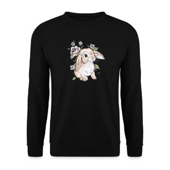 Holland lop - Sweat-shirt Unisexe - noir - Devant - Alina (178cm) & Michal (187cm)