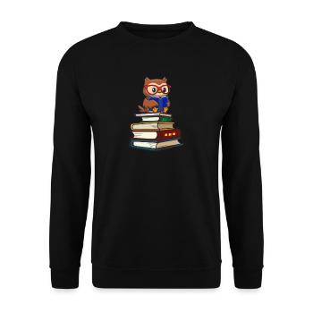 Owl - Unisex Sweatshirt - black - Front - Alina (178cm) & Michal (187cm)