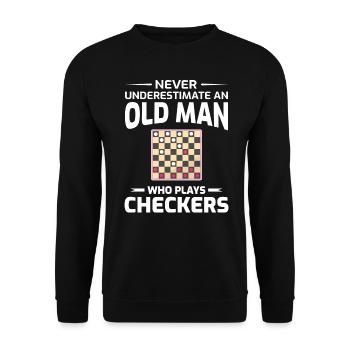 Checkers Draughts Strategy Board Games Grandpa Dad - Unisex Sweatshirt - black - Front - Alina (178cm) & Michal (187cm)