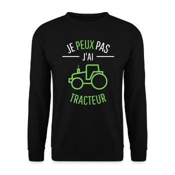 JE PEUX PAS J AI TRACTEUR - Sweat-shirt Unisexe - noir - Devant - Alina (178cm) & Michal (187cm)