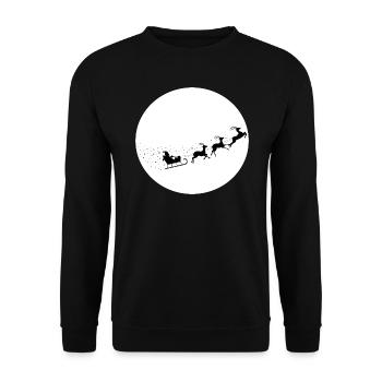 Rentier Weihnachtsmann schlitten Vollmond xmas - Unisex Pullover - Schwarz - Vorne - Alina (178cm) & Michal (187cm)