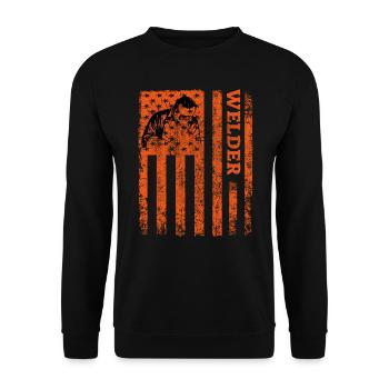 American Flag Welding Welder Construction - Unisex Sweatshirt - black - Front - Alina (178cm) & Michal (187cm)
