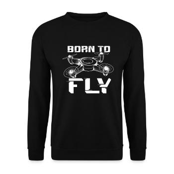 born to fly drone - Unisex Pullover - Schwarz - Vorne - Alina (178cm) & Michal (187cm)